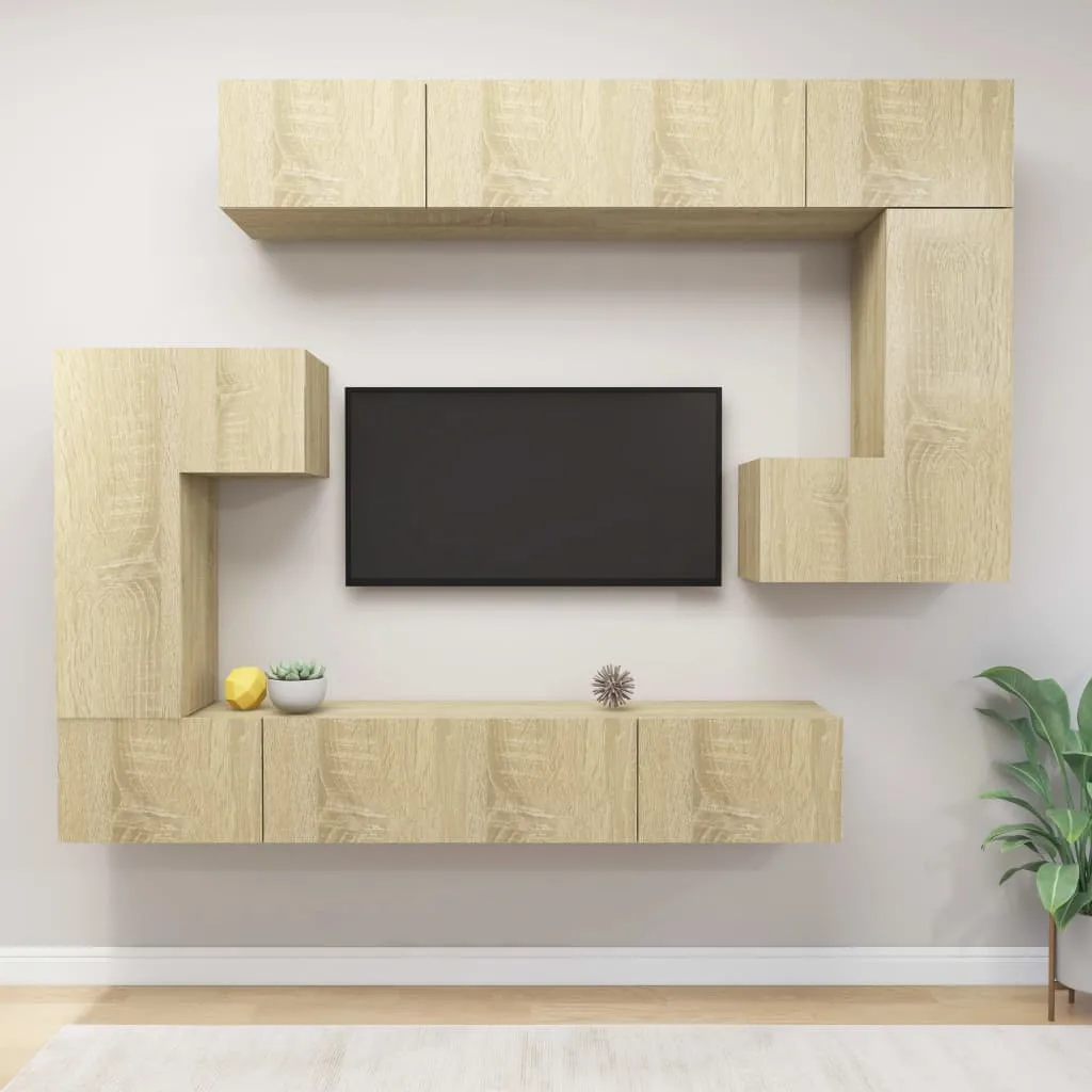 vidaXL Set Mobili Porta TV 8pz Rovere Sonoma in Legno Multistrato