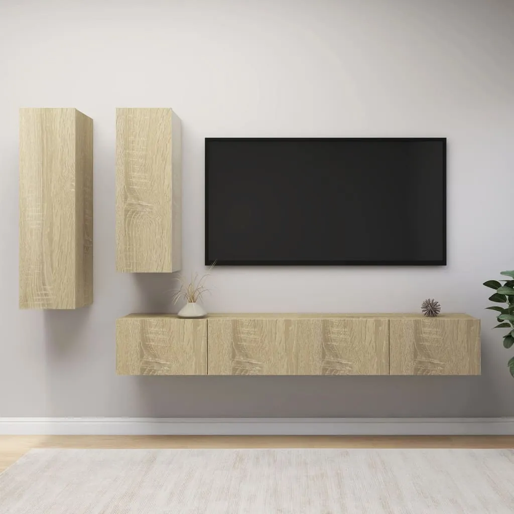 vidaXL Set Porta TV 4 pz Rovere Sonoma in Truciolato