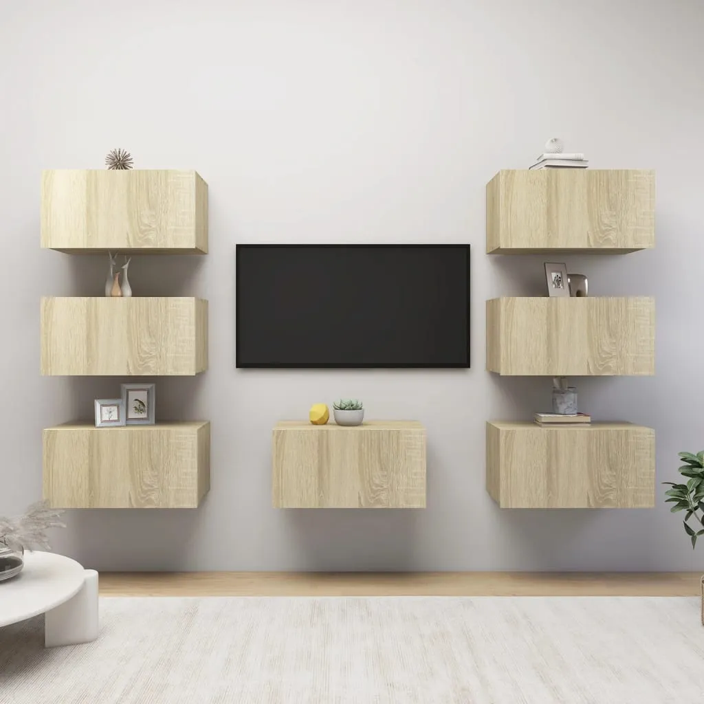 vidaXL Mobili TV 7 pz Rovere Sonoma 30,5x30x60 cm in Truciolato