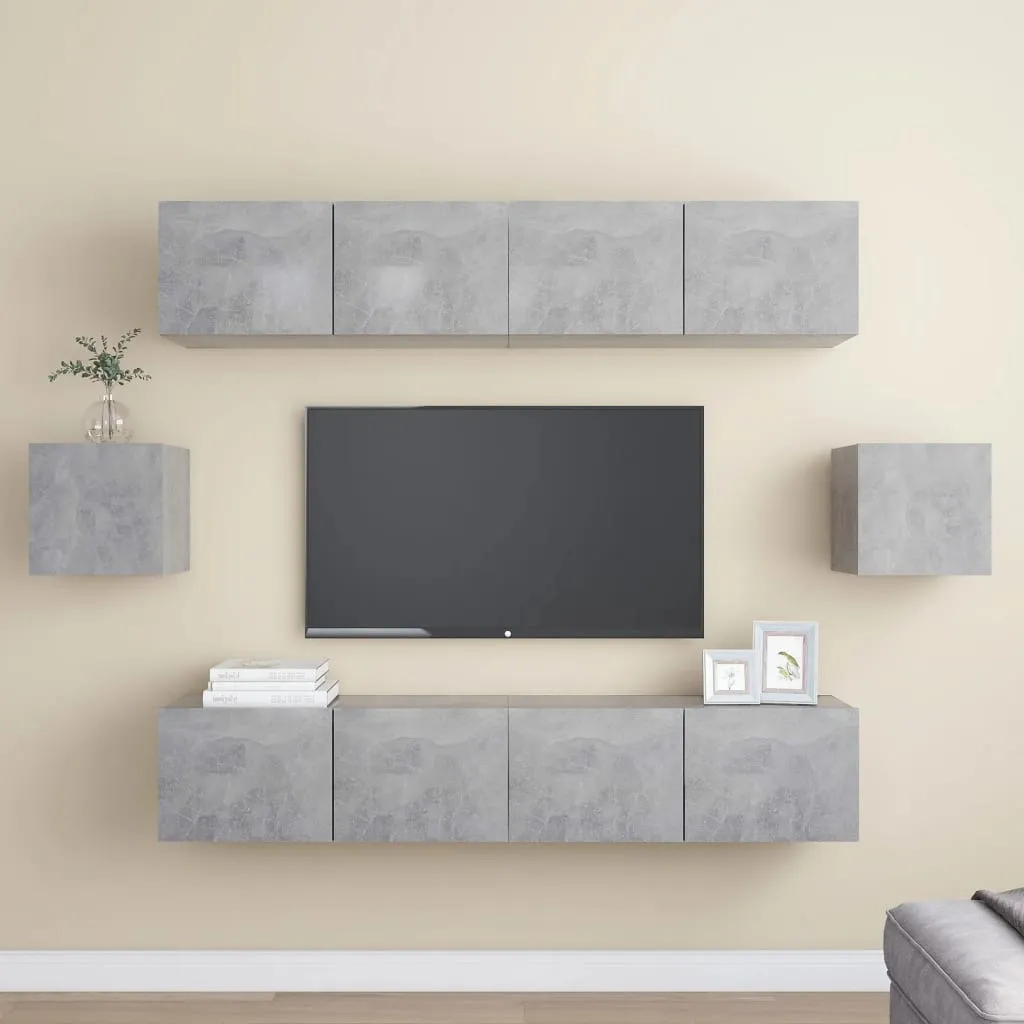 vidaXL  Set Porta TV 6 pz Grigio Cemento in Truciolato