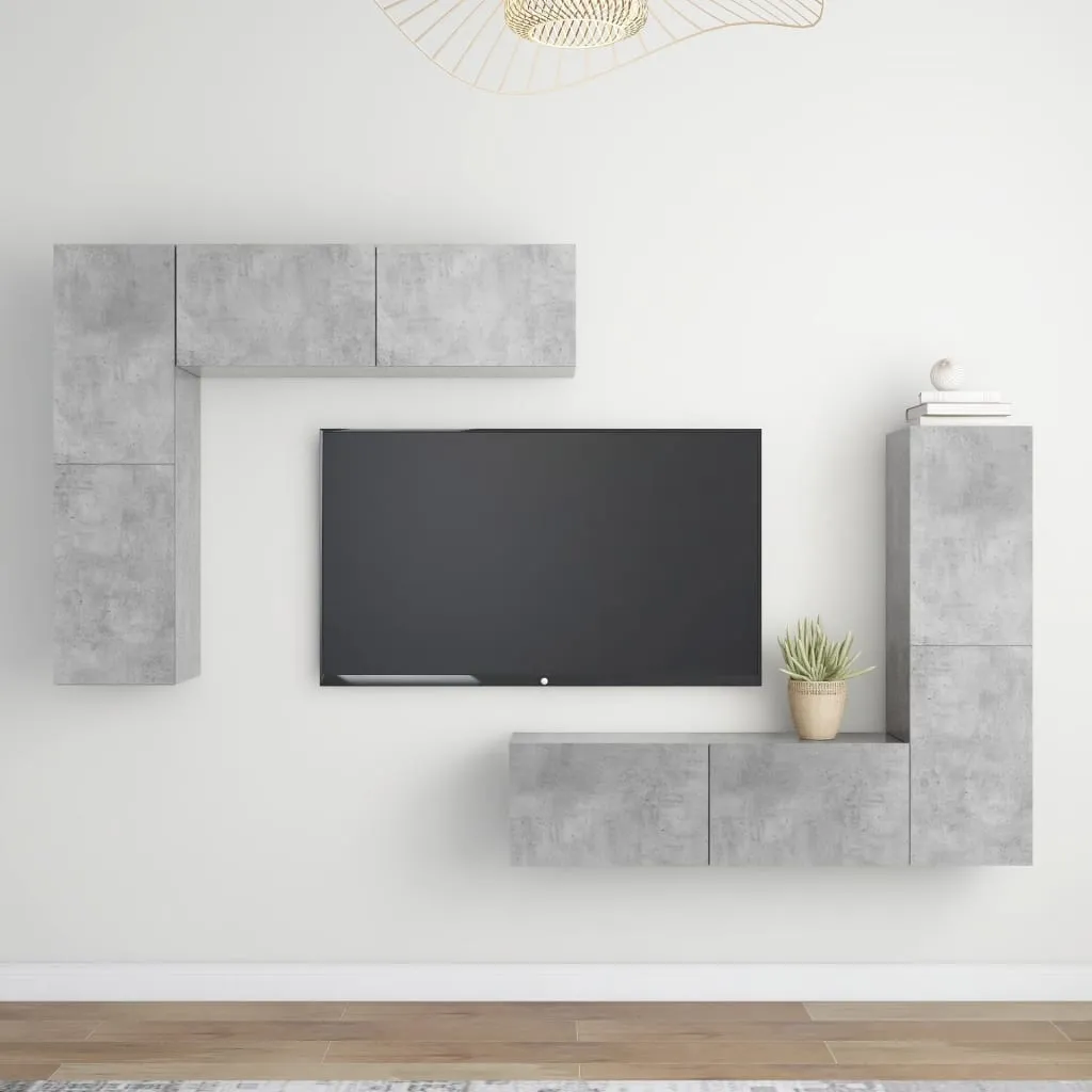 vidaXL Set Porta TV 4 pz Grigio Cemento in Truciolato