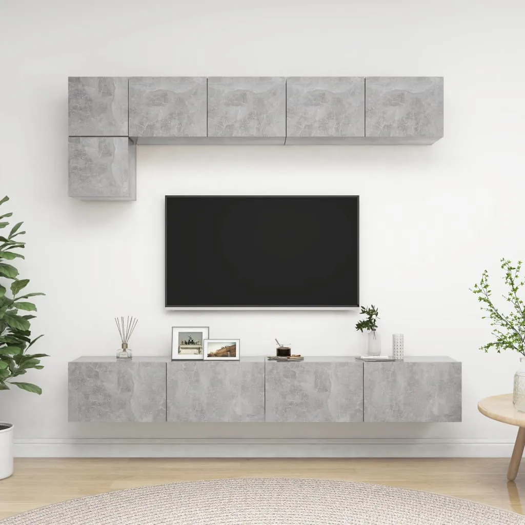 vidaXL Set Porta TV 5 pz Grigio Cemento in Truciolato