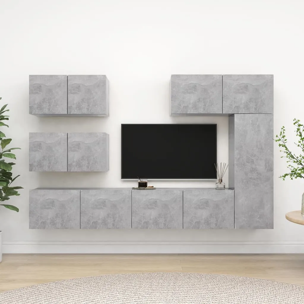 vidaXL Set Porta TV 6 pz Grigio Cemento in Truciolato