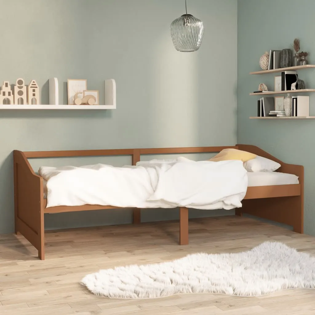 vidaXL Divano Letto a 3 Posti Miele in Legno Massello di Pino 90x200cm