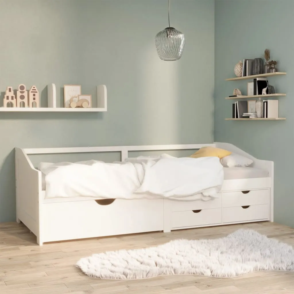 vidaXL Divano Letto 3 Posti con Cassetti Bianco Pino Massello 90x200cm