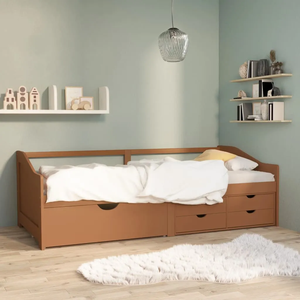 vidaXL Divano Letto 3 Posti e Cassetti Marrone Miele in Pino 90x200cm