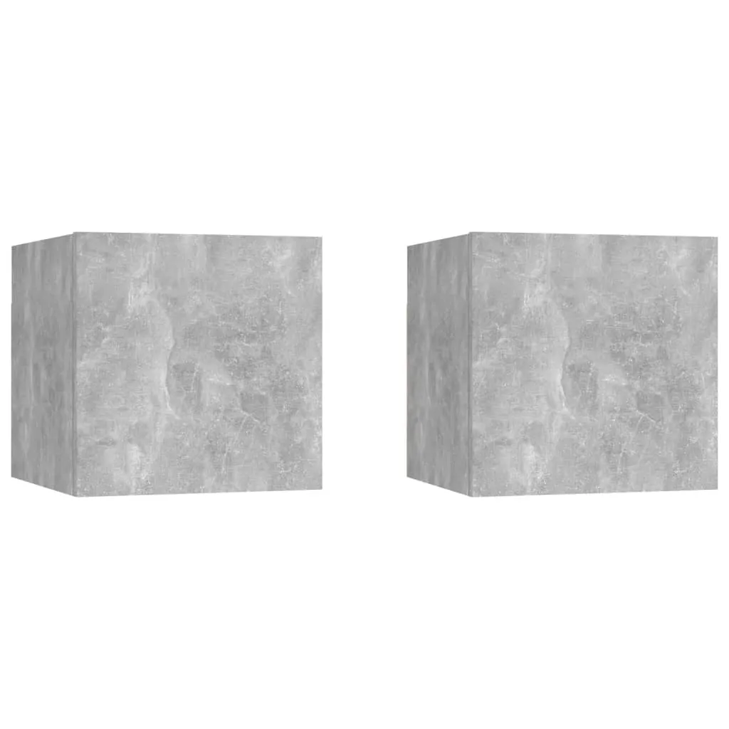 vidaXL Comodini Grigio Cemento 2 pz 30,5x30x30 cm in Truciolato