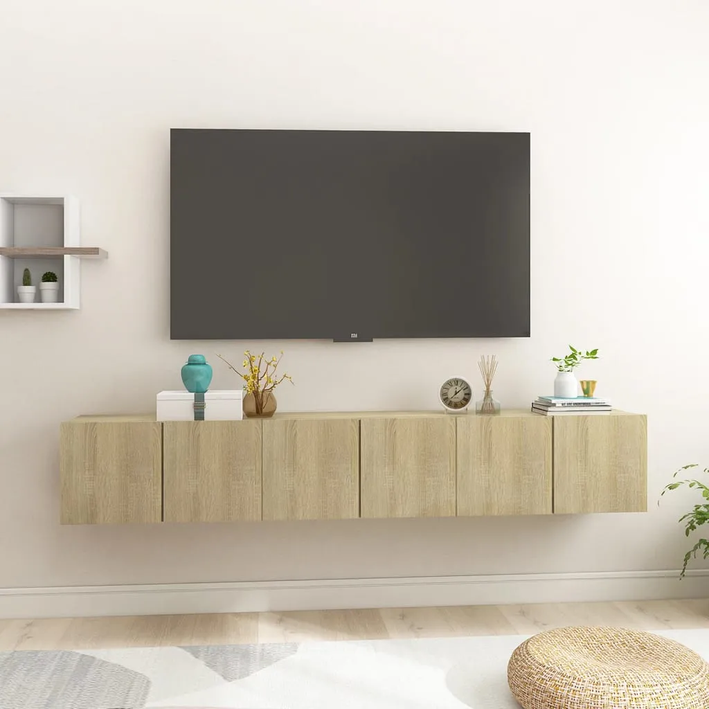 vidaXL Mobili Porta TV Pensili 3pz Rovere Sonoma 60x30x30 cm