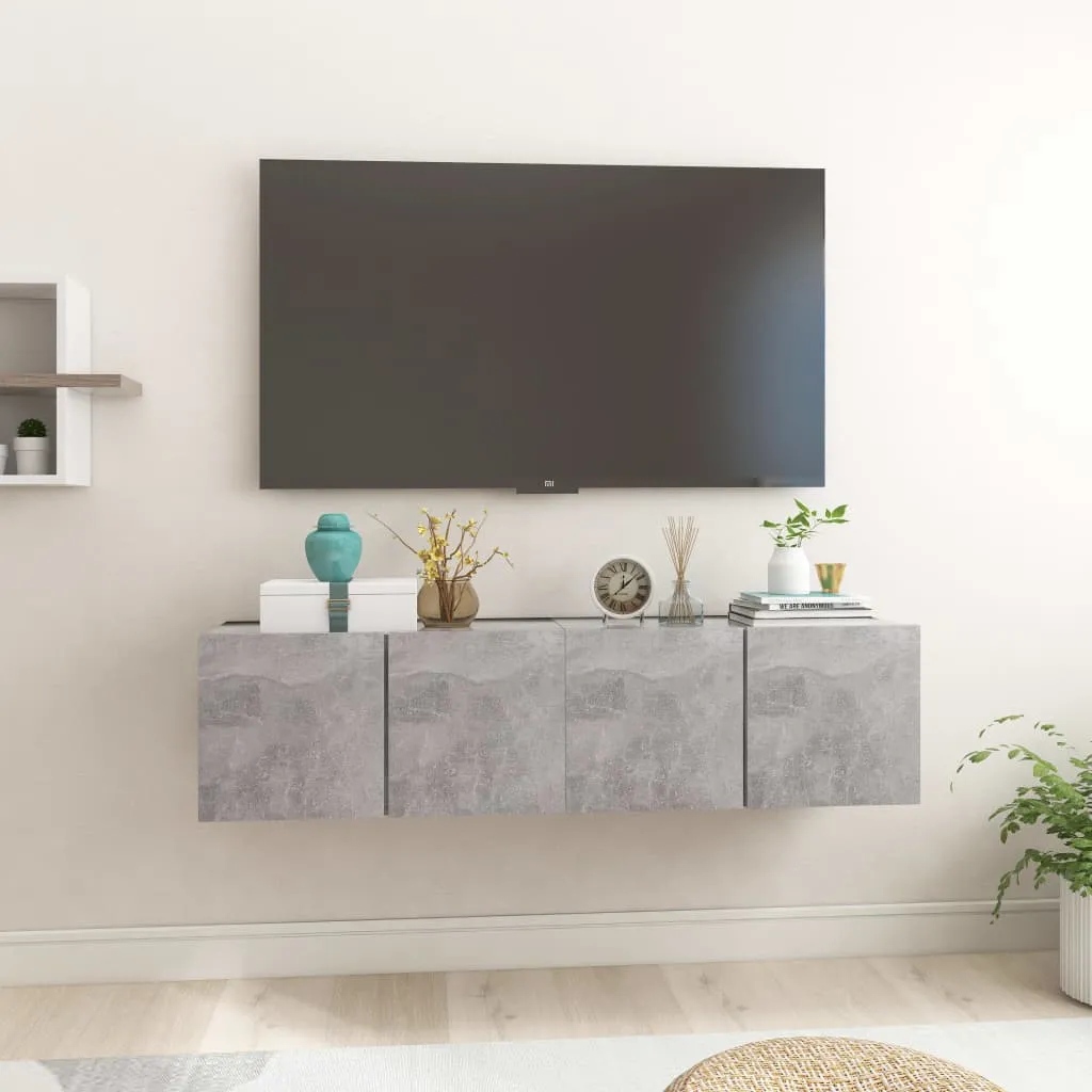 vidaXL Mobili Porta TV Pensili 2pz Grigio Cemento 60x30x30 cm