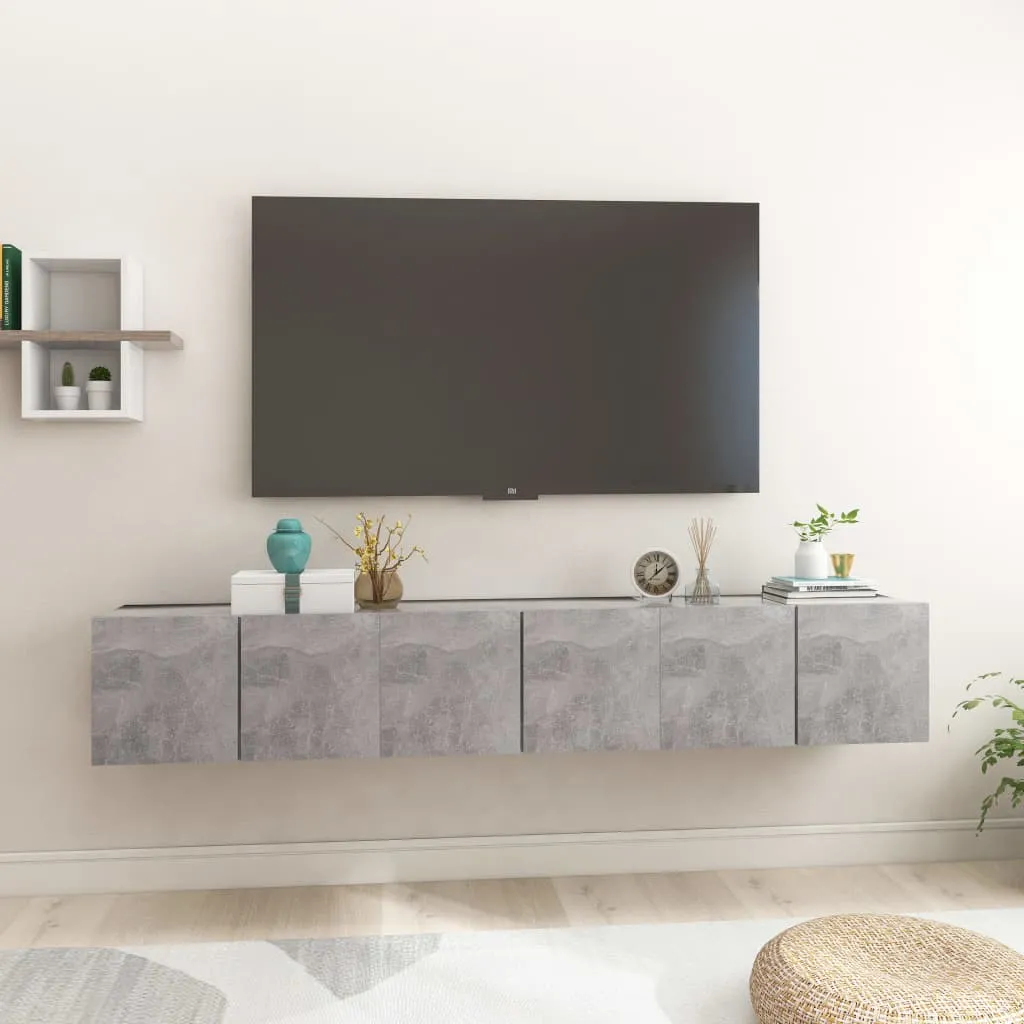 vidaXL Mobili Porta TV Pensili 3pz Grigio Cemento 60x30x30 cm