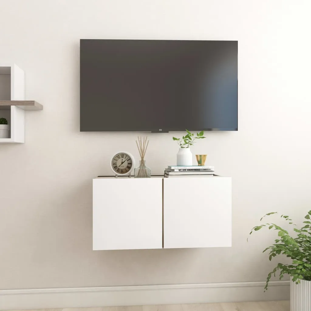 vidaXL Mobile Porta TV Pensile Bianco e Rovere Sonoma 60x30x30 cm