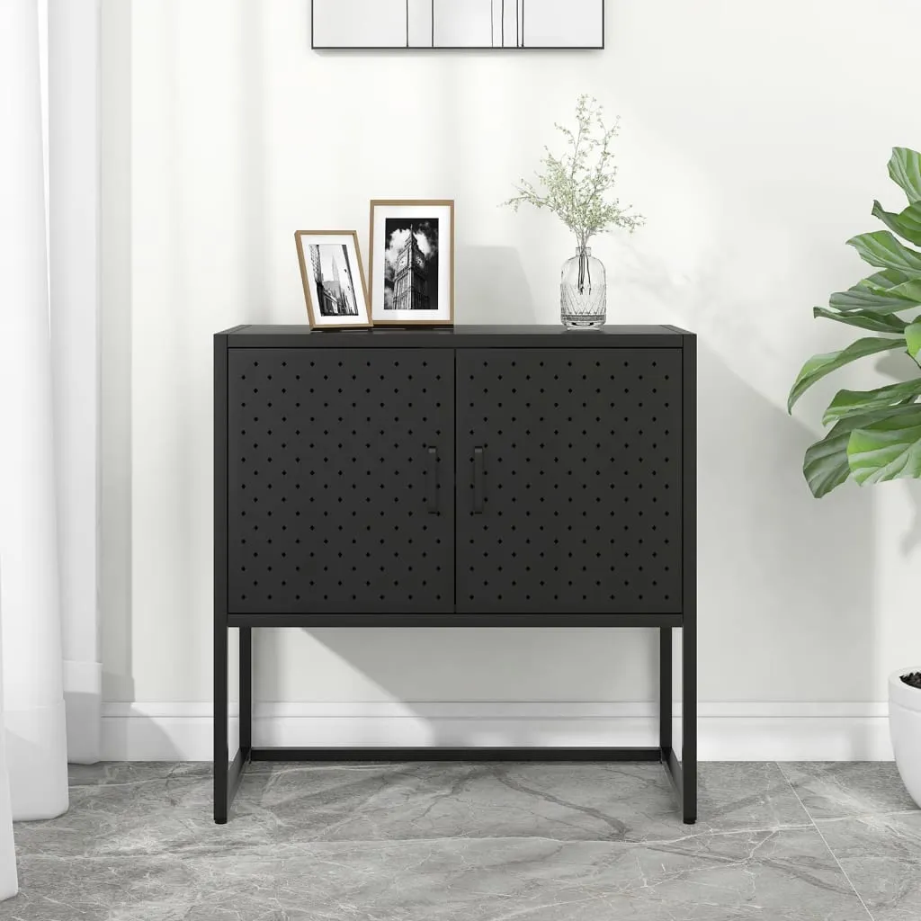 vidaXL Credenza Nera 75x35x75 cm in Acciaio