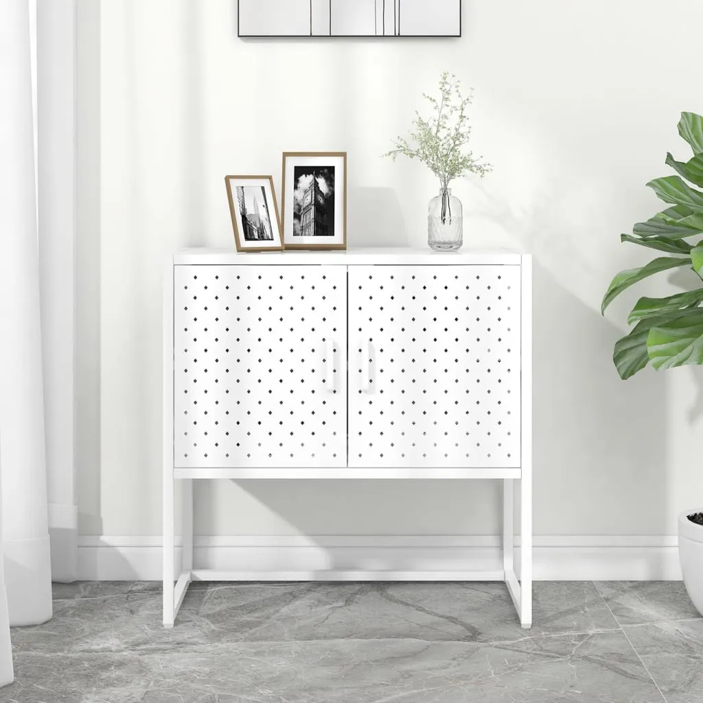 vidaXL Credenza Bianca 75x35x75 cm in Acciaio