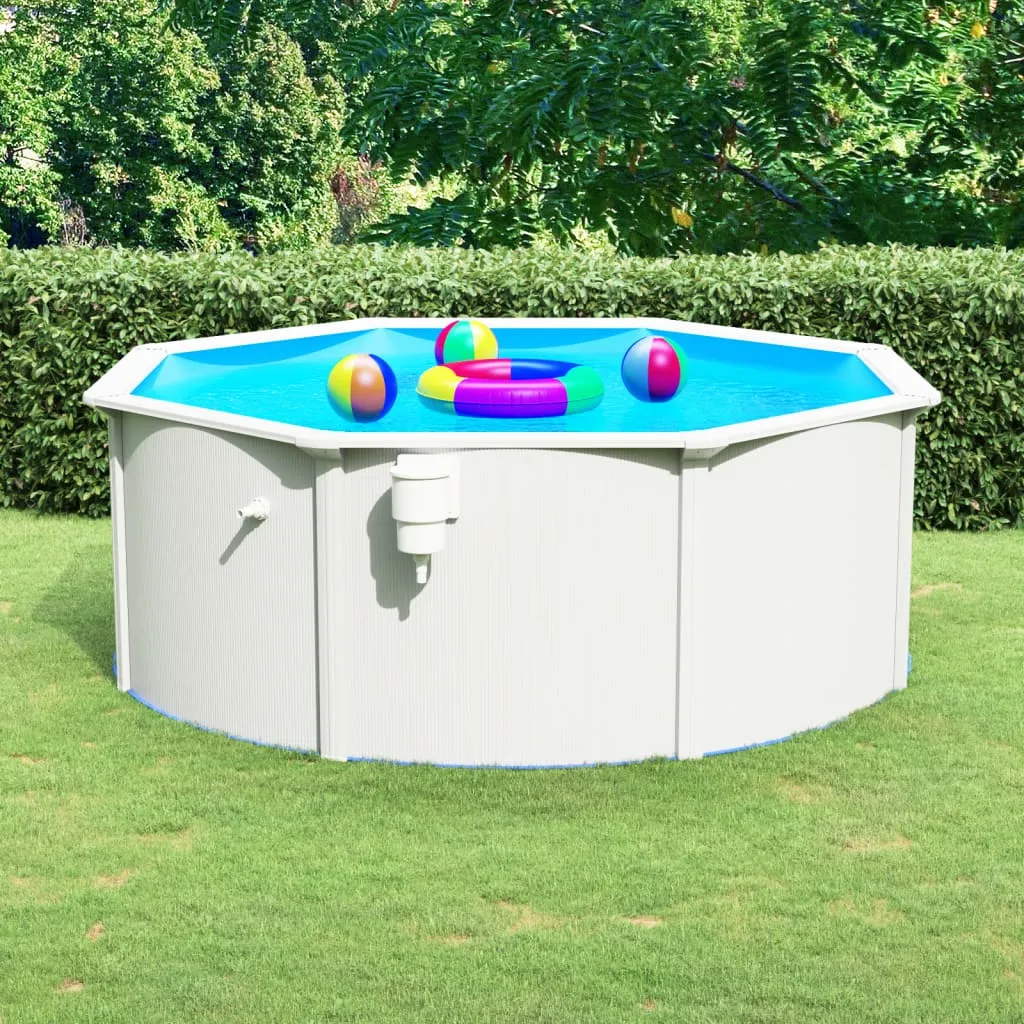 vidaXL Piscina con Pareti in Acciaio 360x120 cm Bianca