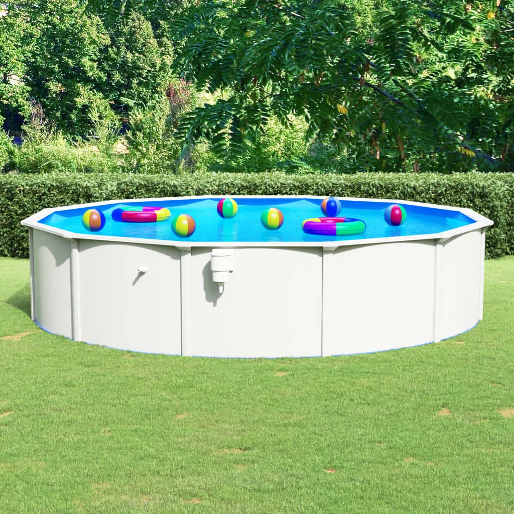 vidaXL Piscina con Pareti in Acciaio Rotonda 550x120 cm Bianca