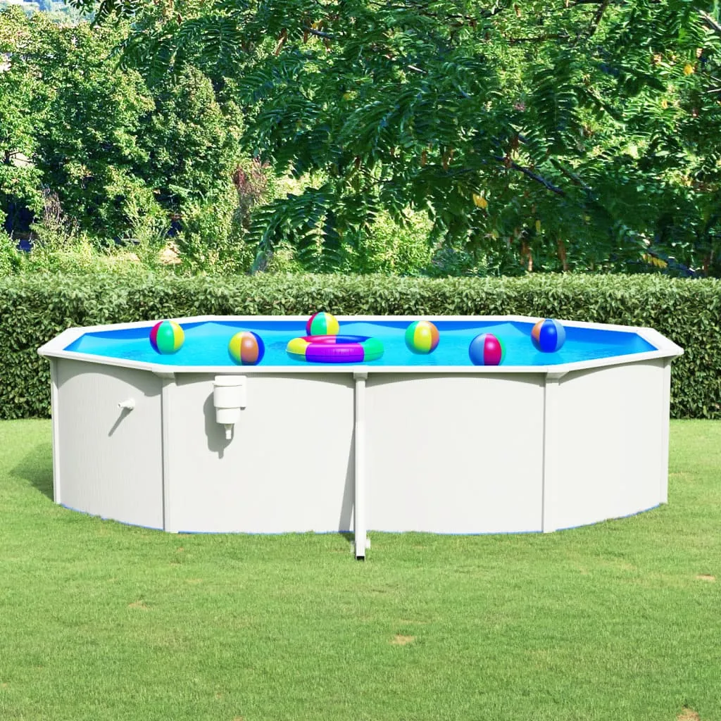 vidaXL Piscina con Pareti in Acciaio Ovale 490x360x120 cm Bianca