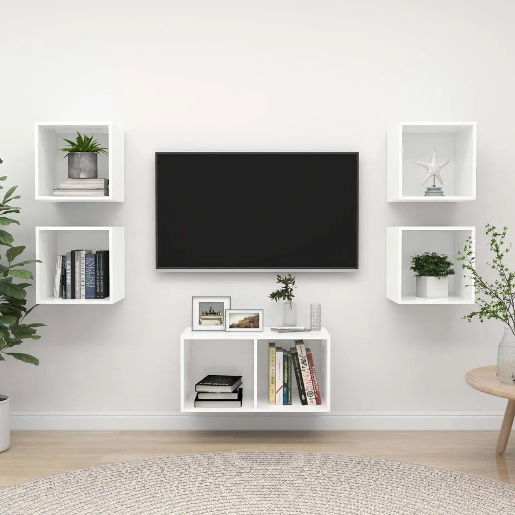 vidaXL Set Mobili Porta TV 5 pz Bianco in Legno Multistrato