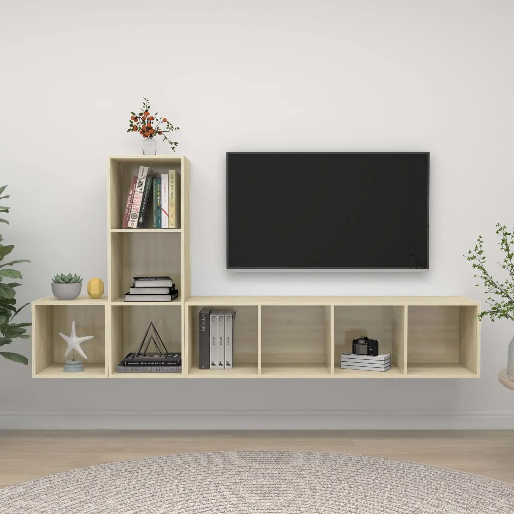 vidaXL Set Porta TV 3 pz Rovere Sonoma in Truciolato