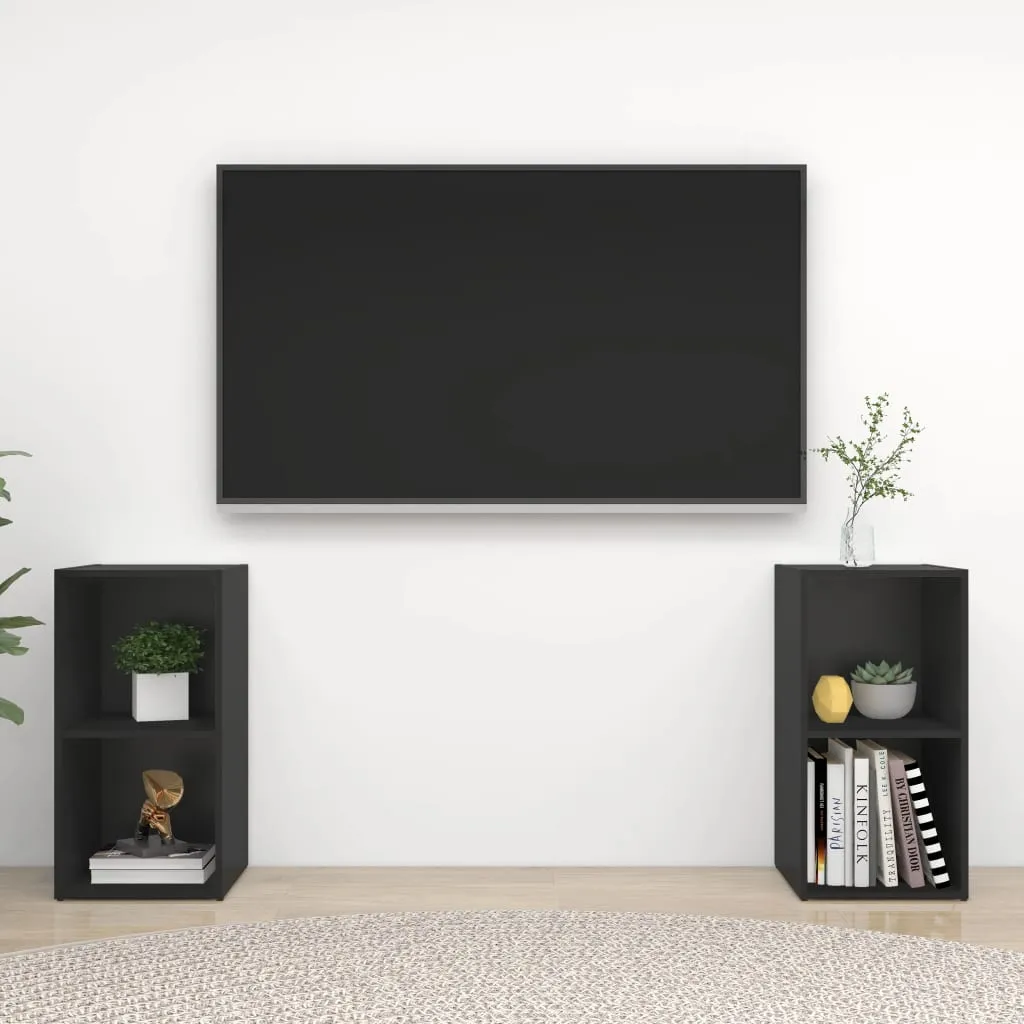 vidaXL Mobili TV 2 pz Nero 72x35x36,5 cm in Truciolato