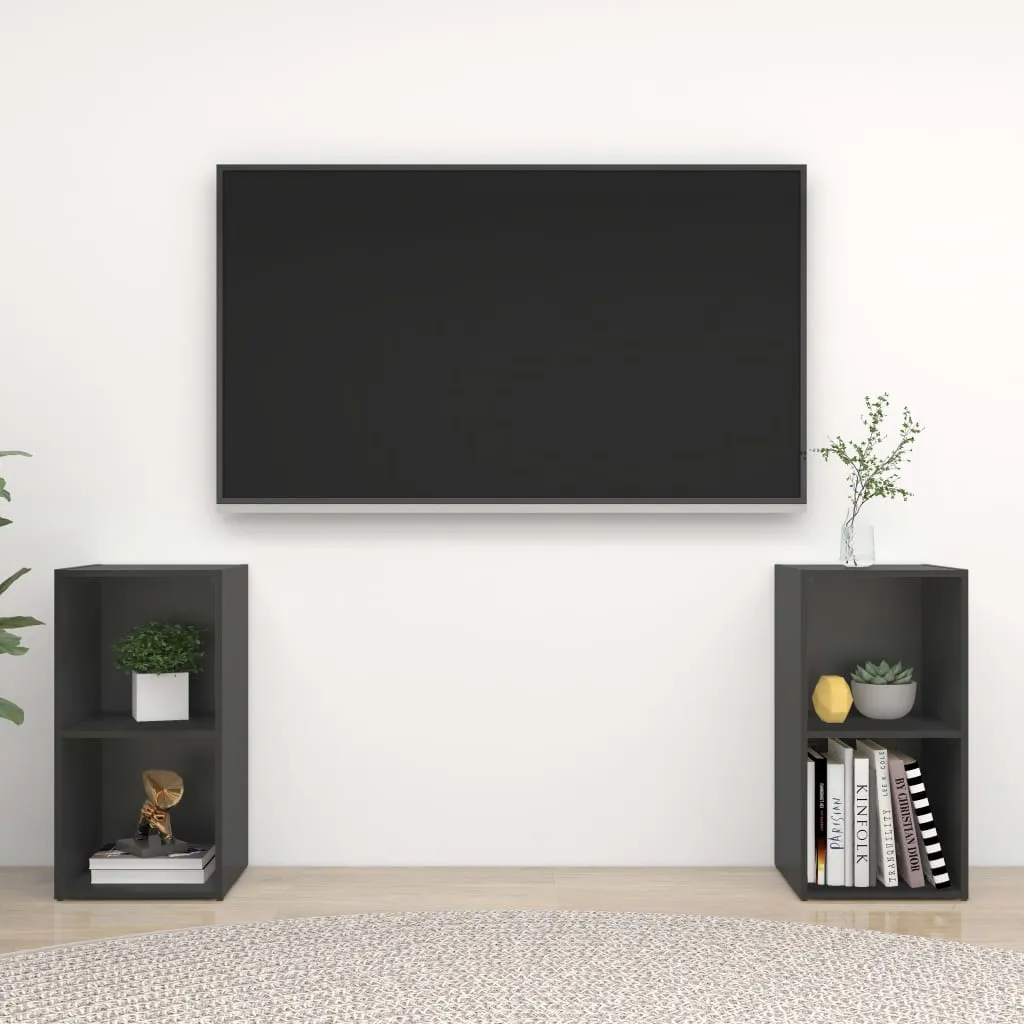 vidaXL Mobili TV 2 pz Grigio 72x35x36,5 cm in Truciolato