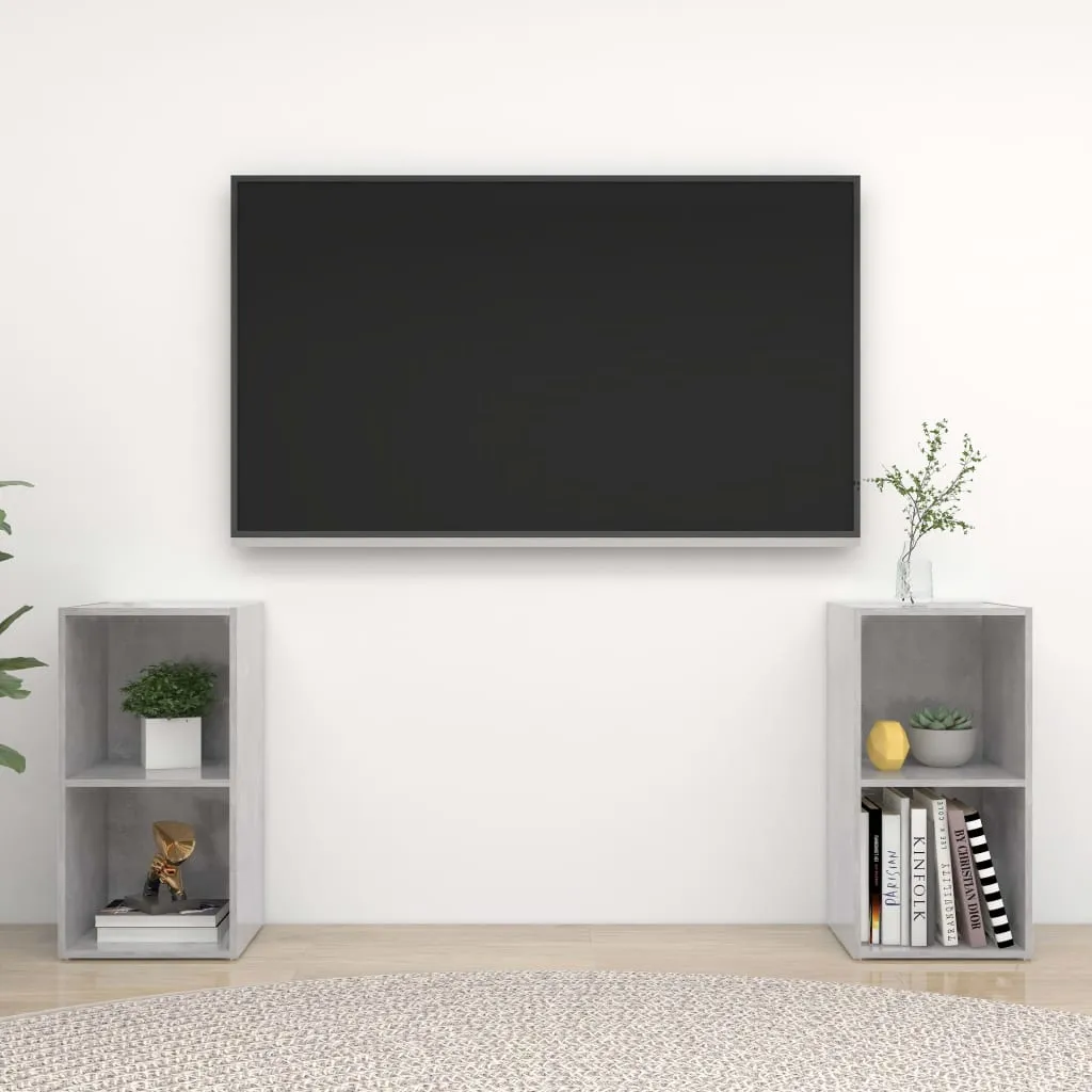 vidaXL Mobili TV 2 pz Grigio Cemento 72x35x36,5 cm in Truciolato