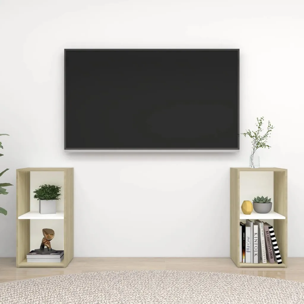 vidaXL Mobili TV 2 pz Bianco e Rovere Sonoma 72x35x36,5 cm Truciolato