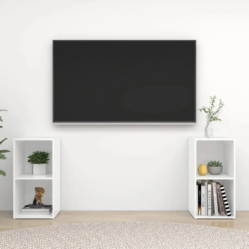 vidaXL Mobili Porta TV 2 pz Bianco Lucido 72x35x36,5 cm in Truciolato