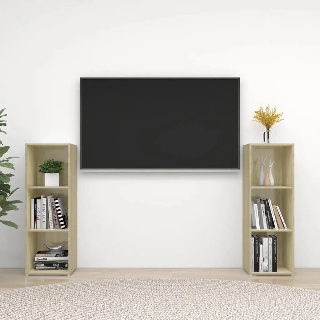 vidaXL Mobili TV 2 pz Rovere Sonoma 107x35x37 cm in Truciolato