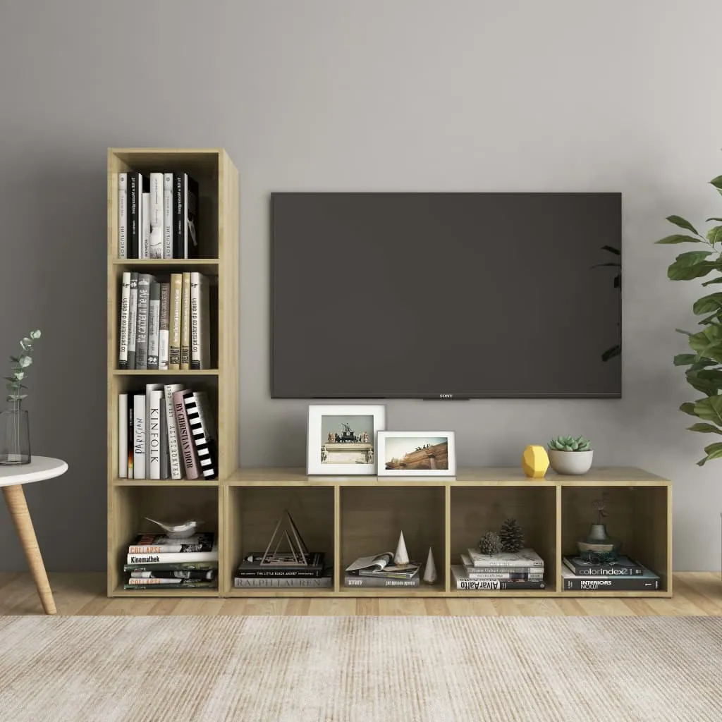 vidaXL Mobili TV 2 pz Rovere Sonoma 142,5x35x36,5 cm in Truciolato