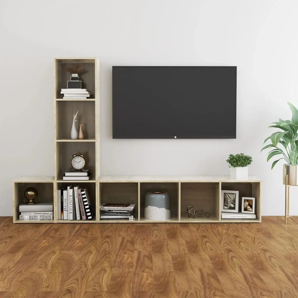 vidaXL Set Mobili TV 3 pz Rovere Sonoma in Truciolato