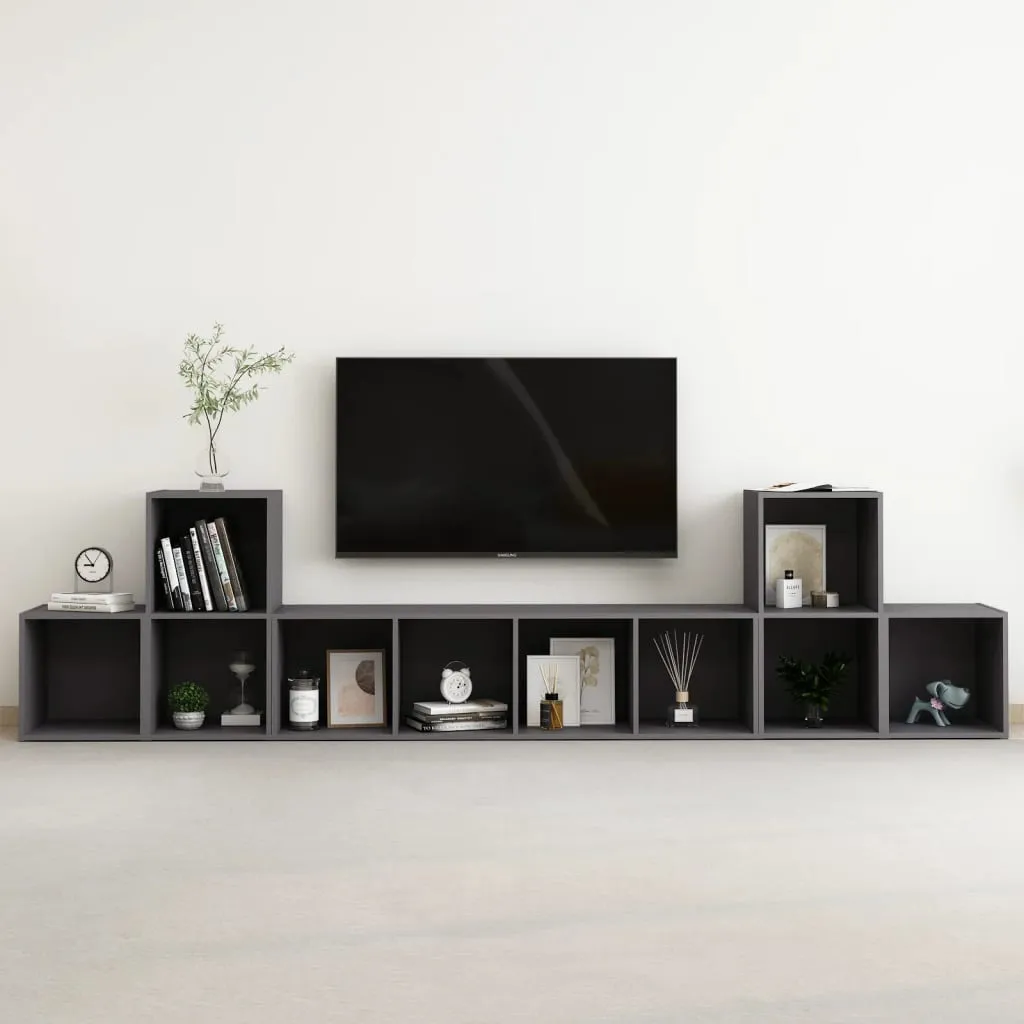 vidaXL Set Mobili TV 5 pz Grigio in Truciolato