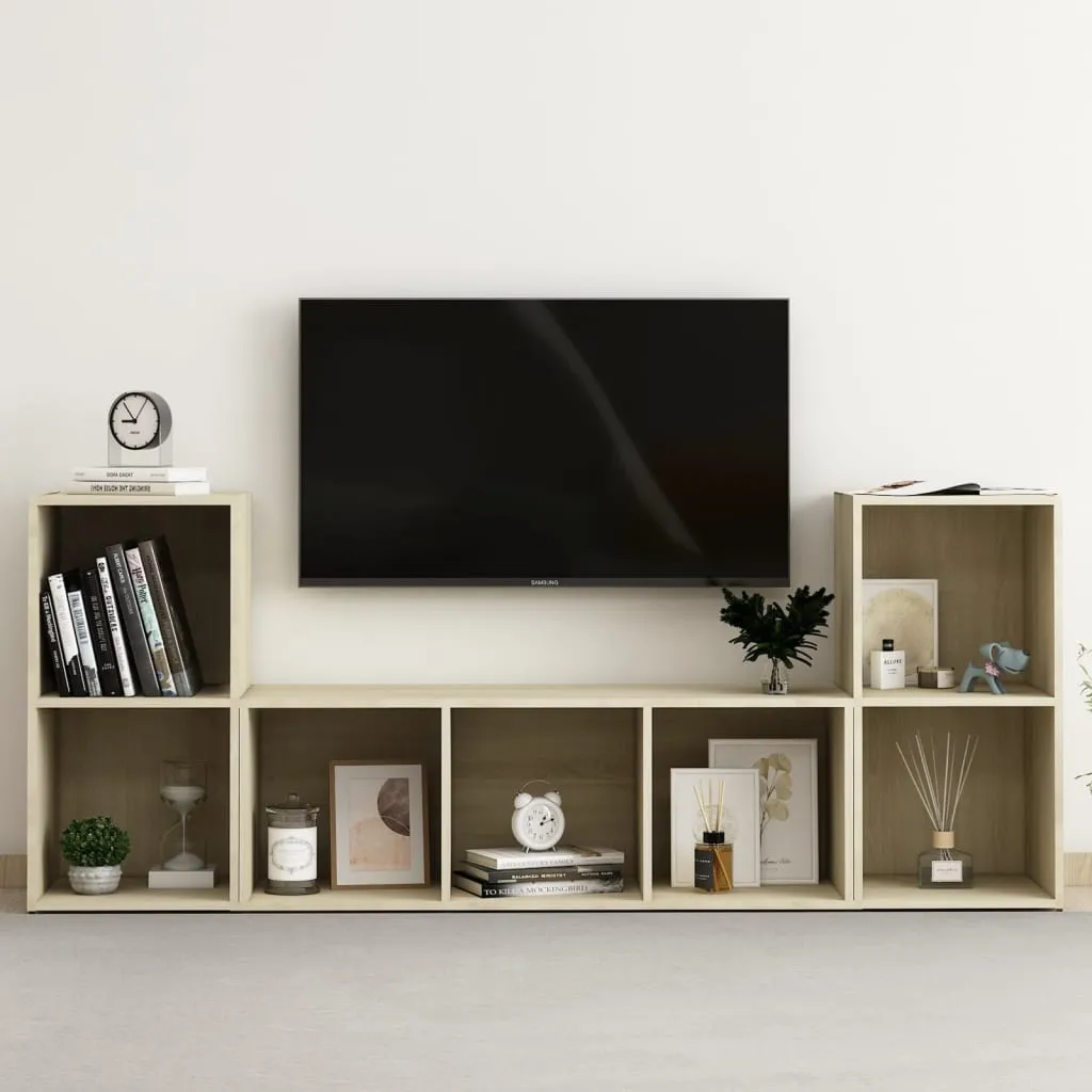 vidaXL Set Porta TV 3 pz Rovere Sonoma in Truciolato