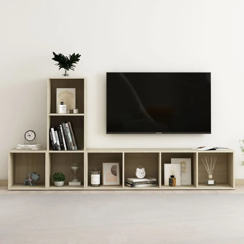 vidaXL Set Mobili TV 3 pz Rovere Sonoma in Truciolato