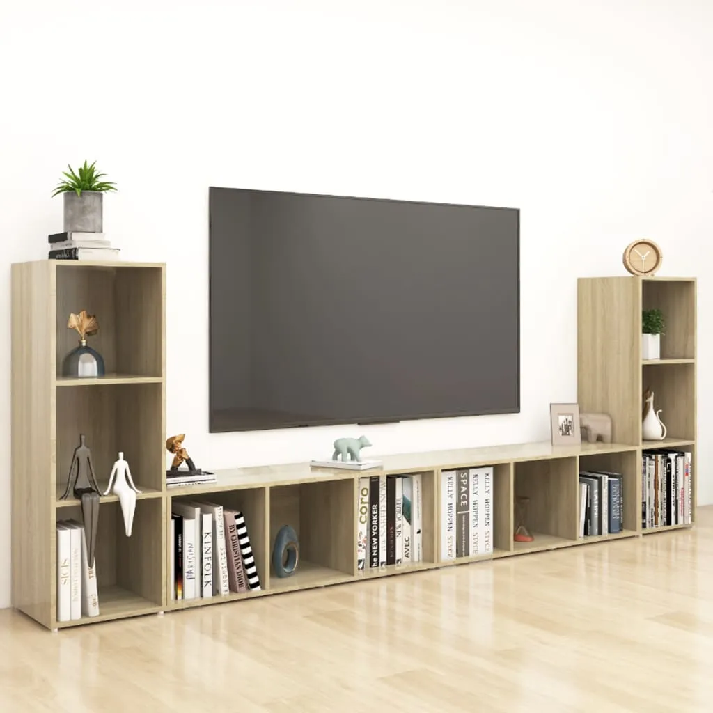 vidaXL Mobili TV 4 pz Rovere Sonoma 107x35x37 cm in Truciolato