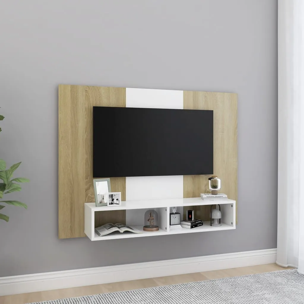 vidaXL Mobile TV a Muro Bianco Rovere Sonoma 120x23,5x90cm Truciolato