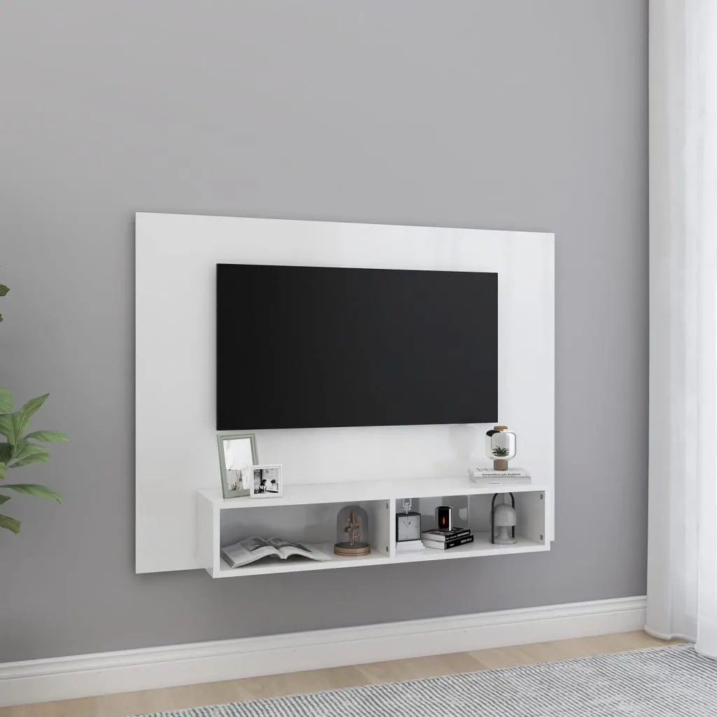 vidaXL Mobile Porta TV a Muro Bianco Lucido 120x23,5x90cm Truciolato