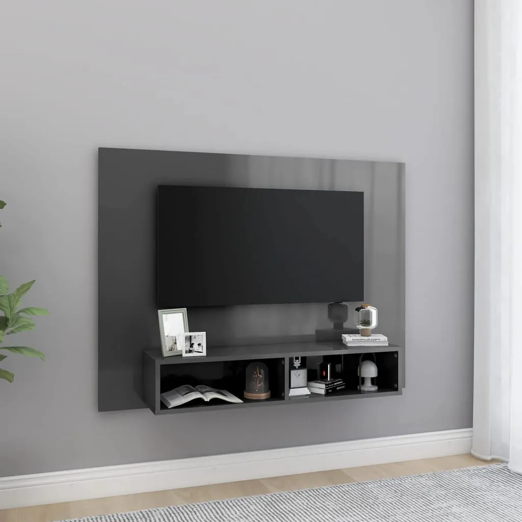 vidaXL Mobile Porta TV a Muro Grigio Lucido 120x23,5x90cm Truciolato