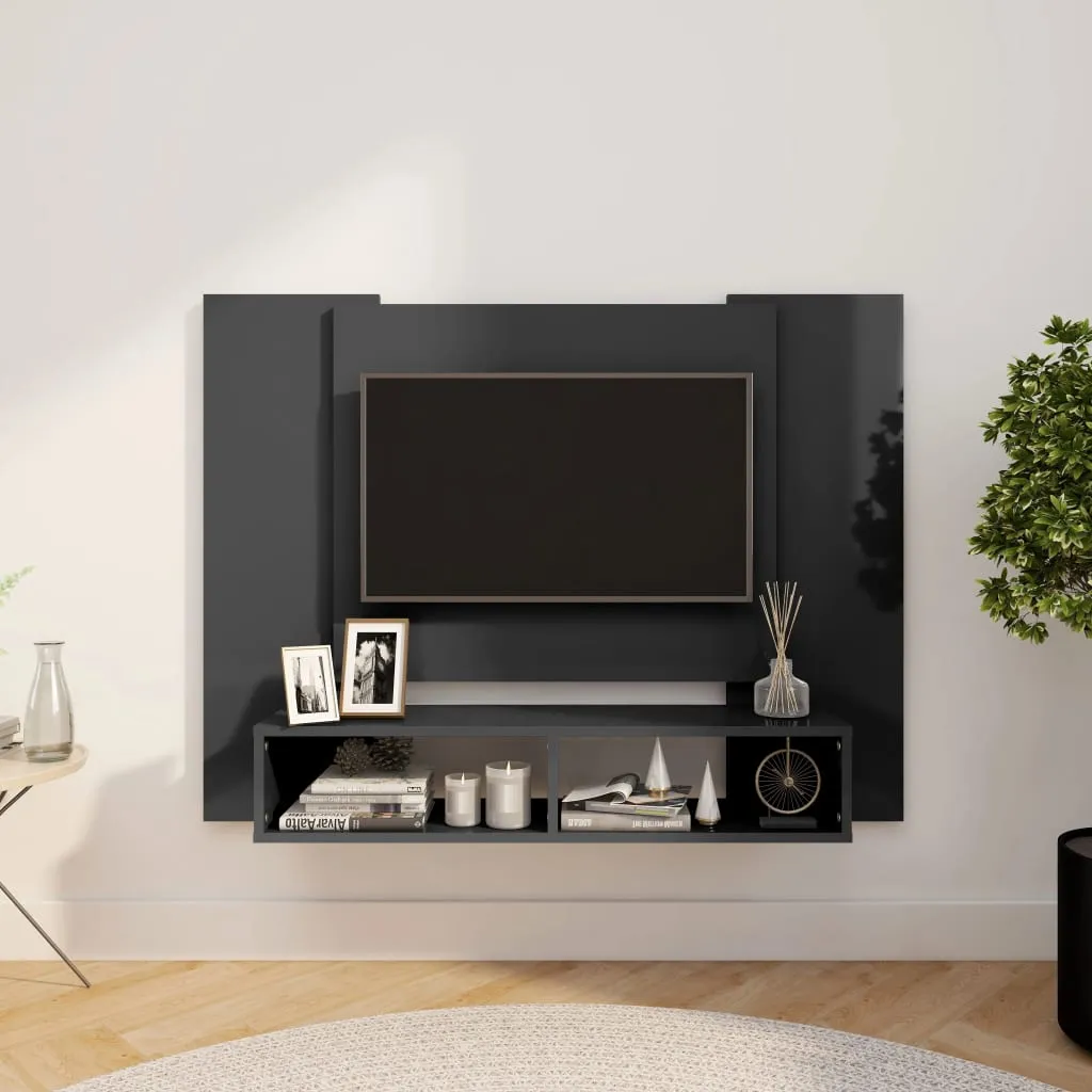 vidaXL Mobile Porta TV a Muro Grigio Lucido 120x23,5x90cm Truciolato