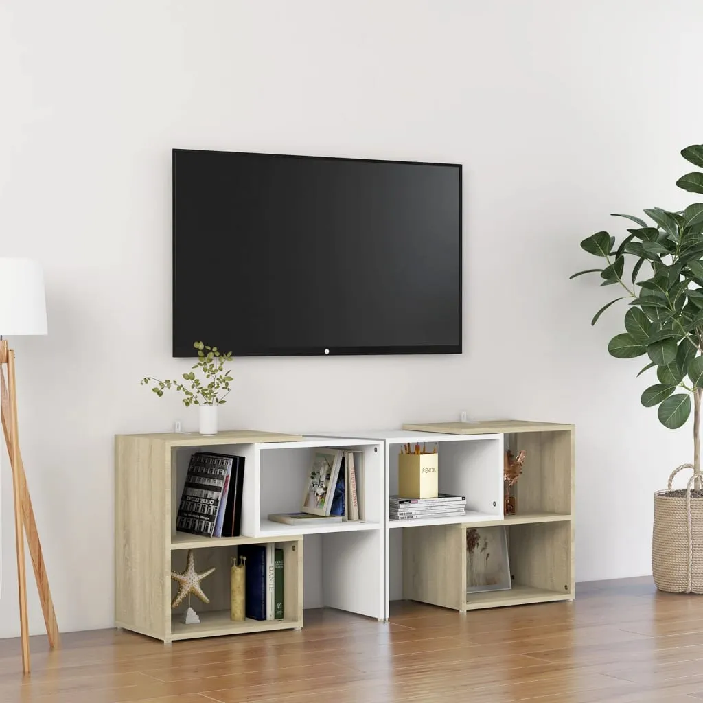 vidaXL Mobile Porta TV Bianco e Rovere Sonoma 104x30x52 cm Truciolato