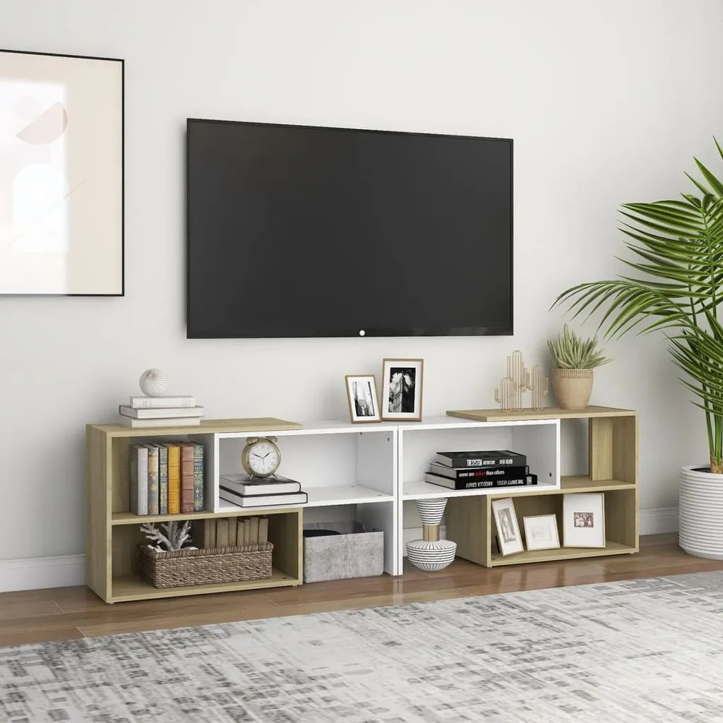 vidaXL Mobile TV Bianco e Rovere Sonoma 149x30x52 cm in Truciolato