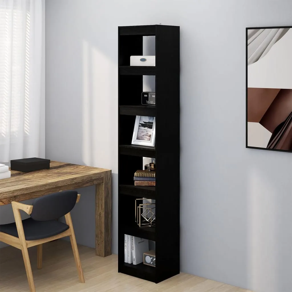 vidaXL Libreria/Divisorio Nero 40x30x199 cm in Legno Massello di Pino