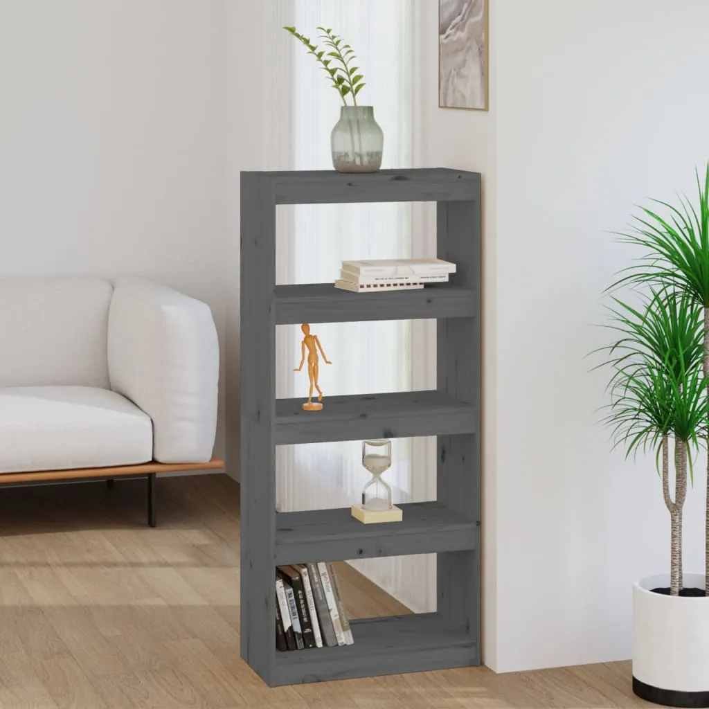 vidaXL Libreria/Divisorio Grigio 60x30x135,5 cm Legno Massello di Pino