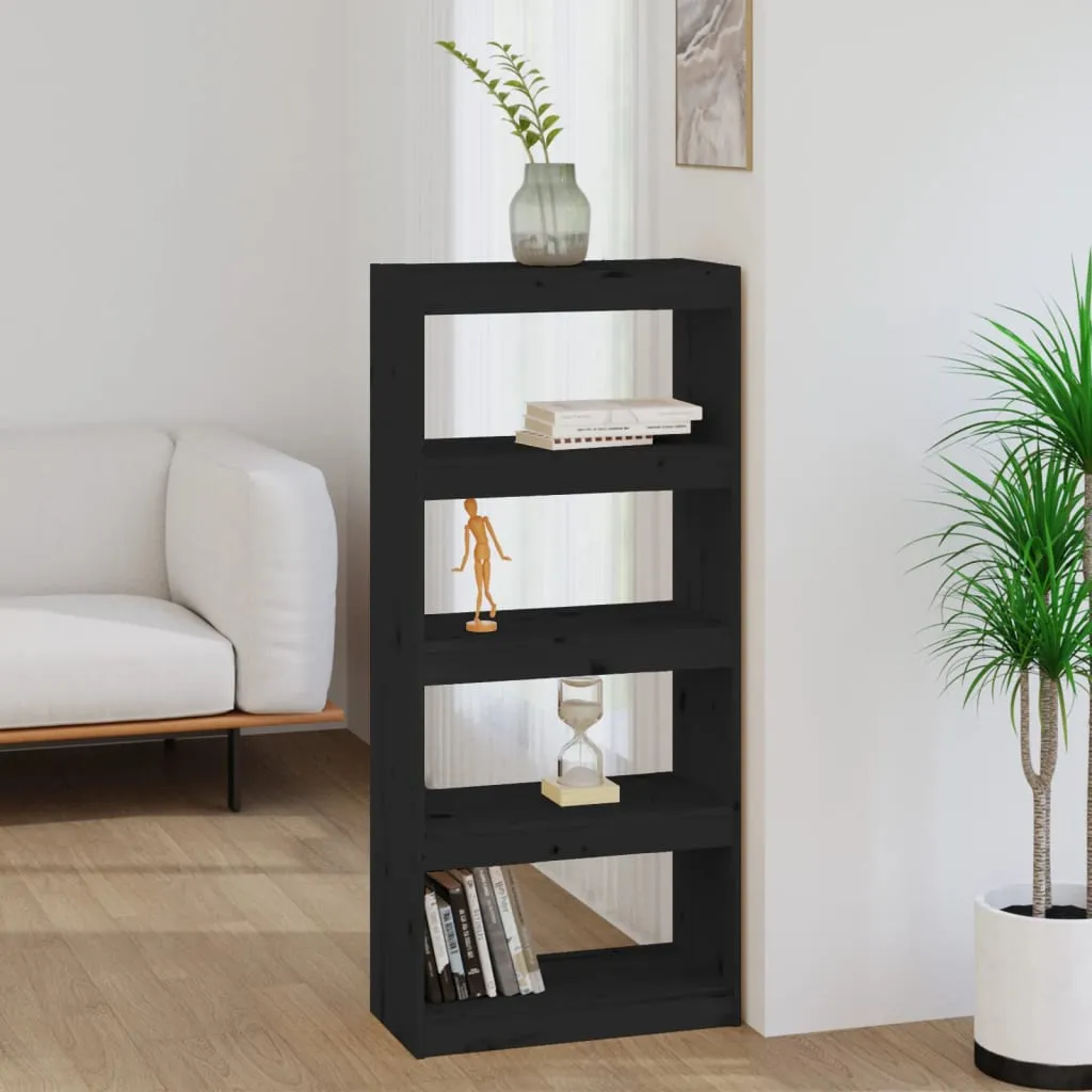 vidaXL Libreria/Divisorio Nero 60x30x135,5 cm Legno Massello di Pino