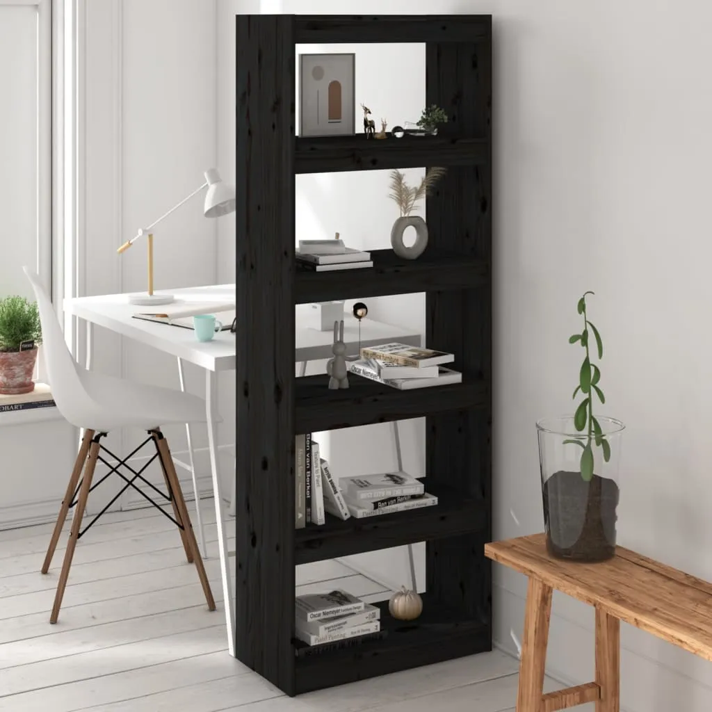 vidaXL Libreria/Divisorio Nero 60x30x167,5 cm in Massello di Pino