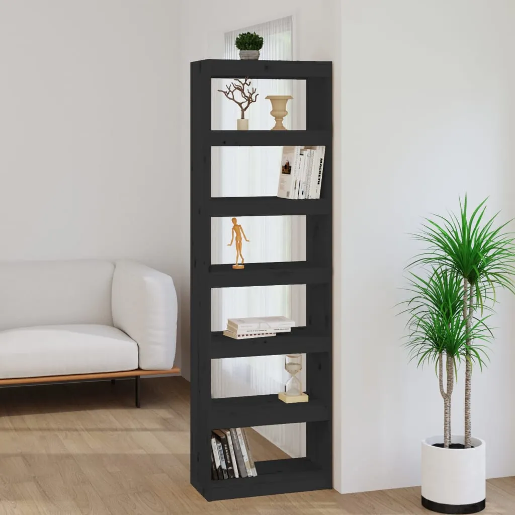 vidaXL Libreria/Divisorio Nero 60x30x199,5 cm Legno Massello di Pino