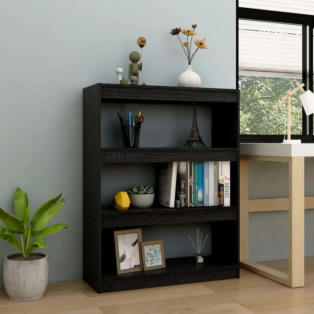 vidaXL Libreria/Divisorio Nero 100x30x103 cm in Legno Massello di Pino