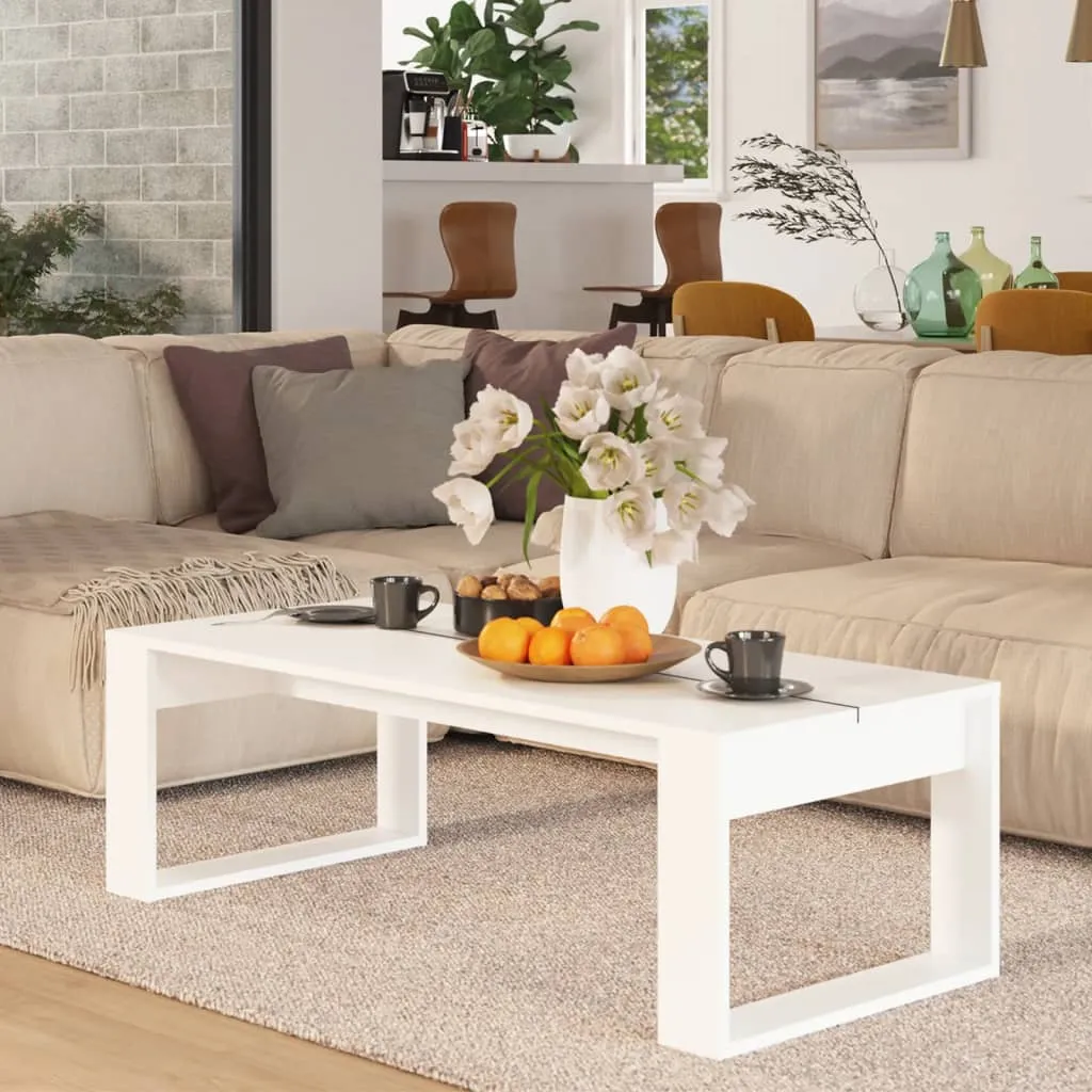 vidaXL Tavolino da Salotto Bianco 110x50x35 cm in Legno Multistrato