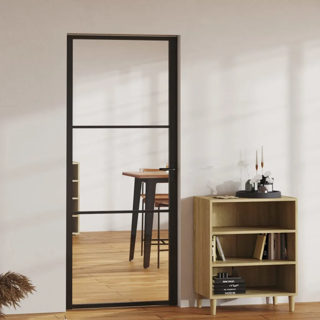 vidaXL Porta da Interno ESG Vetro e Alluminio 83x201,5 cm Nera