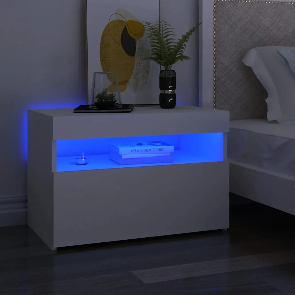 vidaXL Comodini con Luci LED Bianco 60x35x40 cm in Legno Multistrato