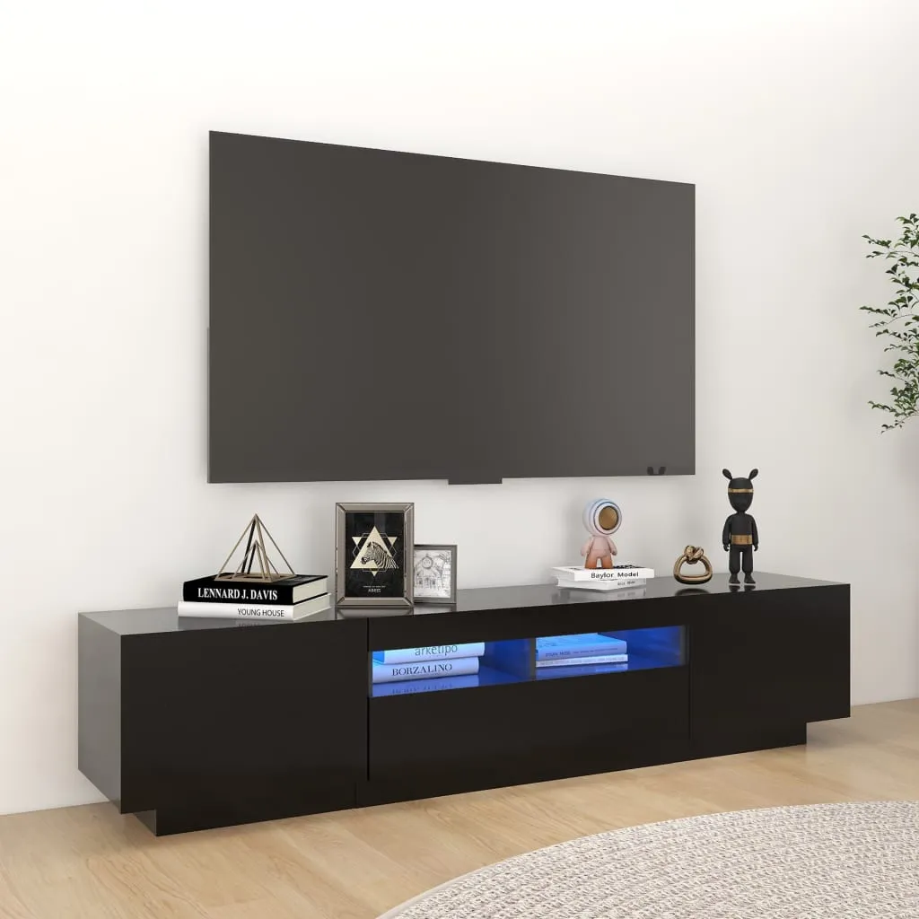 vidaXL Mobile Porta TV con Luci LED Nero 180x35x40 cm